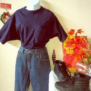 Navy Blue Tee shirt with pocket